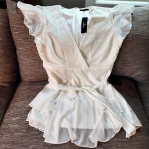 Lulu white ruffle short dress XL
